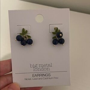 NWT: Blueberry Earrings by Big Metal London